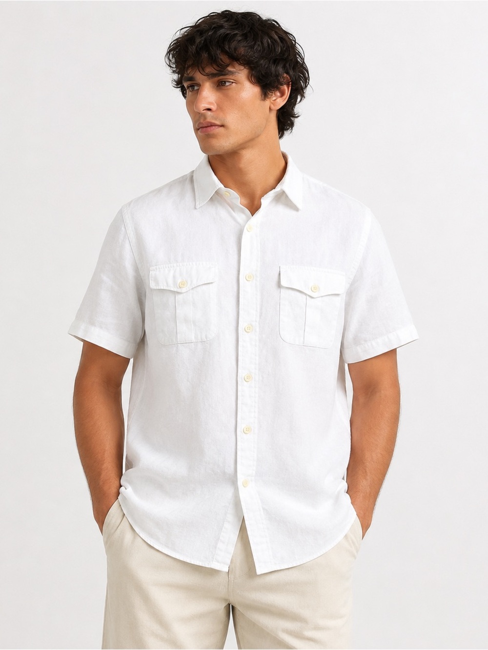 Polo Ralph Lauren White Linen Cotton Short Sleeve Button Down Shirt XXL